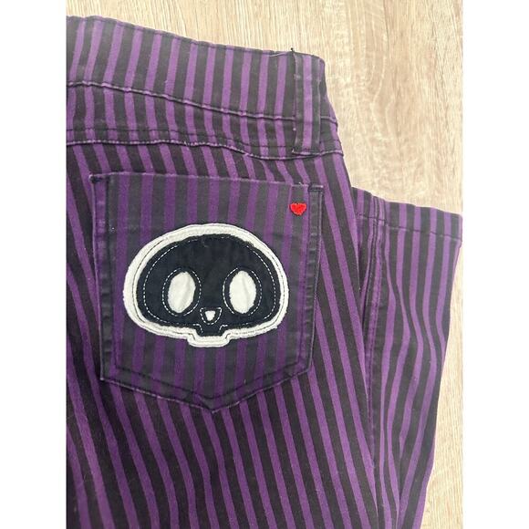 Vintage Skelanimals Hot Topic purple Goth black size 5 jeans RARE - Picture 7 of 7